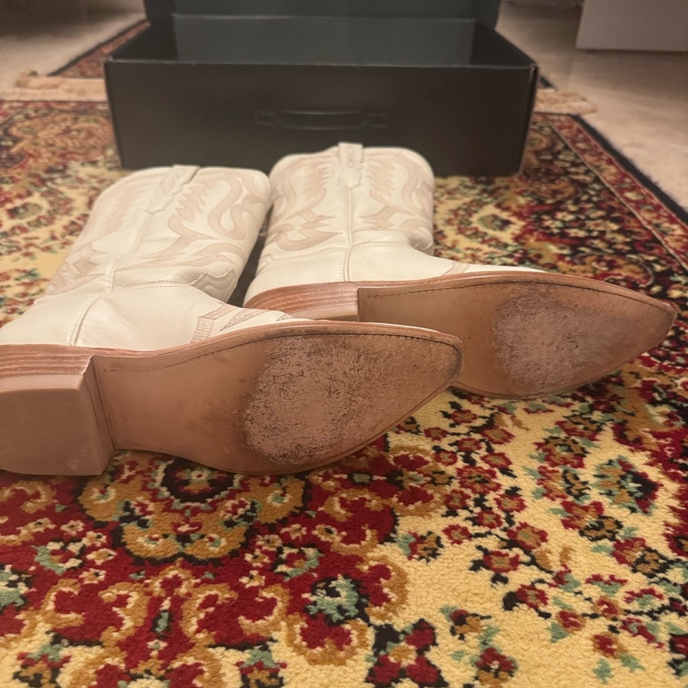 Lucchese Ivory Heeled Cowboy Boots - Picture 9 of 12
